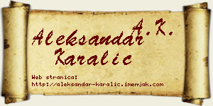 Aleksandar Karalić vizit kartica